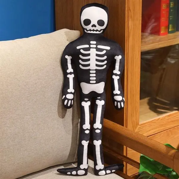 Halloween Skeleton Throw Pillow – Cute Teddy Fleece Stuffed Skull Cushion & Pumpkin Head Plush Decorative Pillows for Sofa Couch Bed, Spooky Home Decor Living Room Office Party Accessories