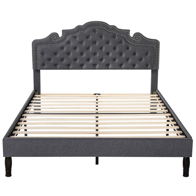 MUTICOR Royal Style Bed Frame with Adjustable Velvet Tiara Headboard【Frame Only No Mattress】 Upholstered Button Tufted Design,Wood Slats Support, No Box Spring Needed，Full/King/Queen Bed Frame #TikTokShopBlackFriday #ChristmasGifts