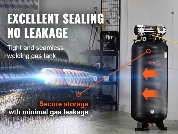 VEVOR 80 Gallon Air Compressor, 6.5HP 15.5SCFM90 PSI, 145PSI Oil Free Stationary Air Compressor Tank, 86dB Ultra Quiet Compressor for Industrial Manufacturing, Construction Sites, Auto Repair