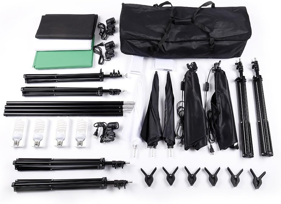 Photography Lighting Kit, 6.5x10feet/2x3m Backdrops Stand Support System, 5 in 1 reflectors, 1600w 5500k Umbrellas Softbox Continuous Lighting Kit for Portrait, Product and Video Shooting