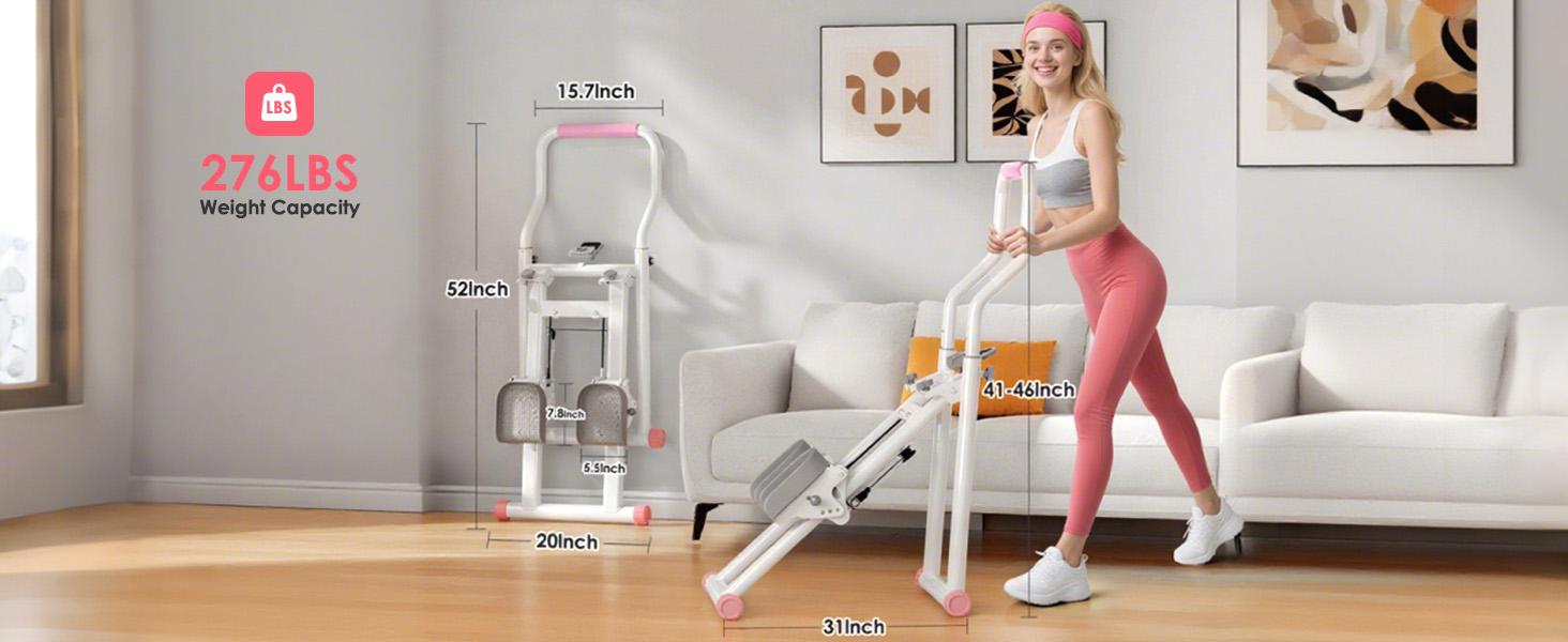 Dlandhome Stair Stepper with Handrails Multi-Speed Adjustment Phone Holder Digital Display Foldable Reinforced Steel Frame Home Gym Equipment Gift