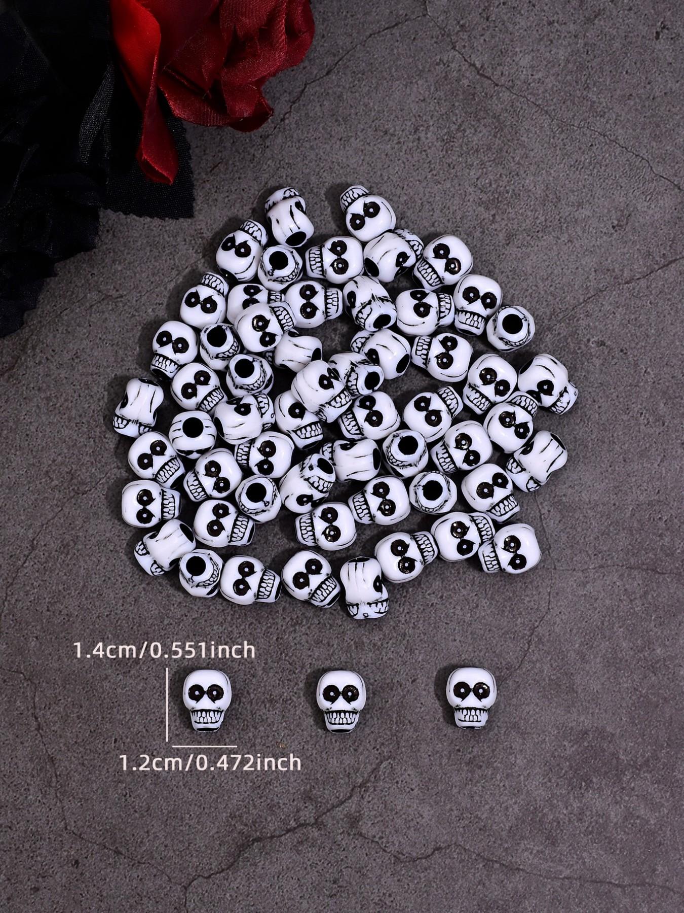 50 Punk Skull Beads for DIY Jewelry Making, Perfect for Earrings, Necklaces, Bracelets, Phone Chains, Halloween Accessories