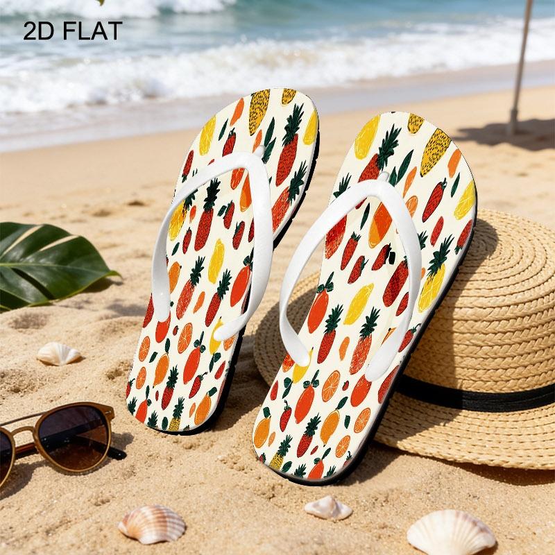 Women's Fashion Flip - Flops, Fruit - Patterned (Pineapple, Strawberry, Etc.), Multiple Colors & Sizes Available, Comfortable Summer Sandals, Casual Daily Wear, Lightweight & Stylish, Fresh Tropical Aesthetic, Women Shoes