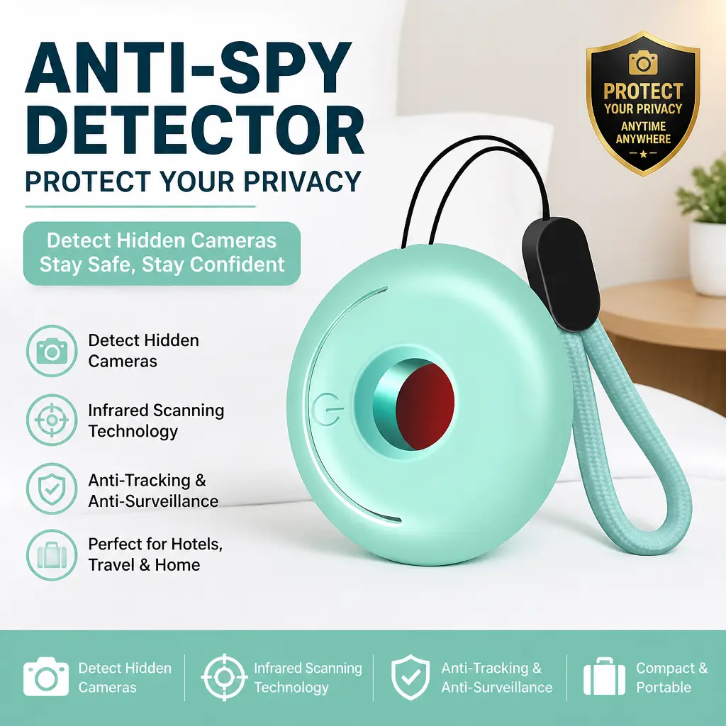 Mini Hidden Camera Detector Device, Infrared Anti‑Spy Camera Scanner, Portable Privacy Security Detector for Travel Hotel Airbnb