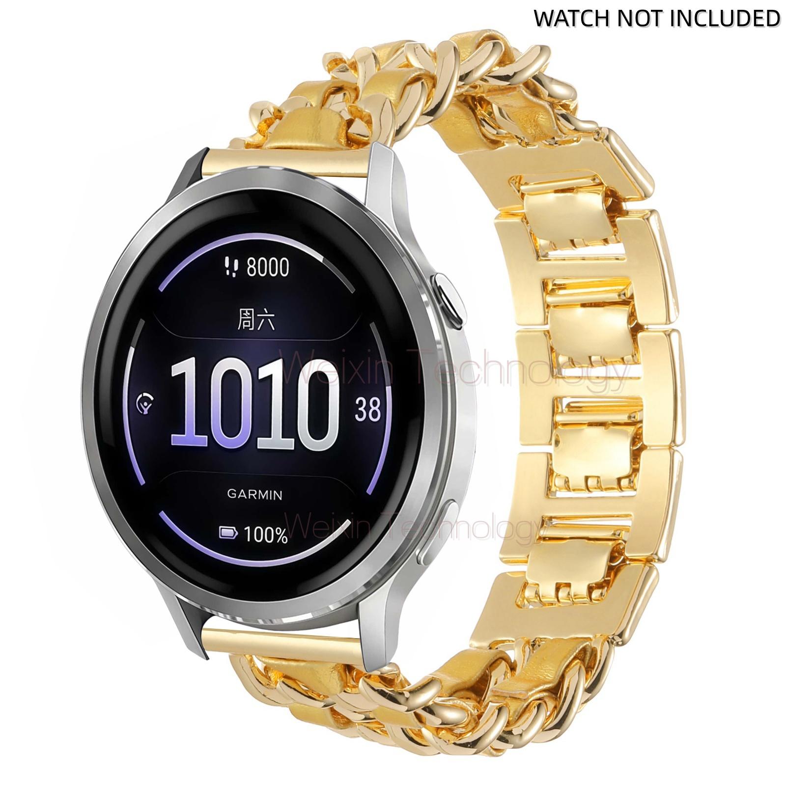 Suitable for Garmin Venu 3 strap 45mm/Venu 4 45mm/Venu2/Vivoactive 4, 22mm quick release steel metal strap replacement strap, suitable for Forerunner 570-47mm/265/255 women's Cuban strap