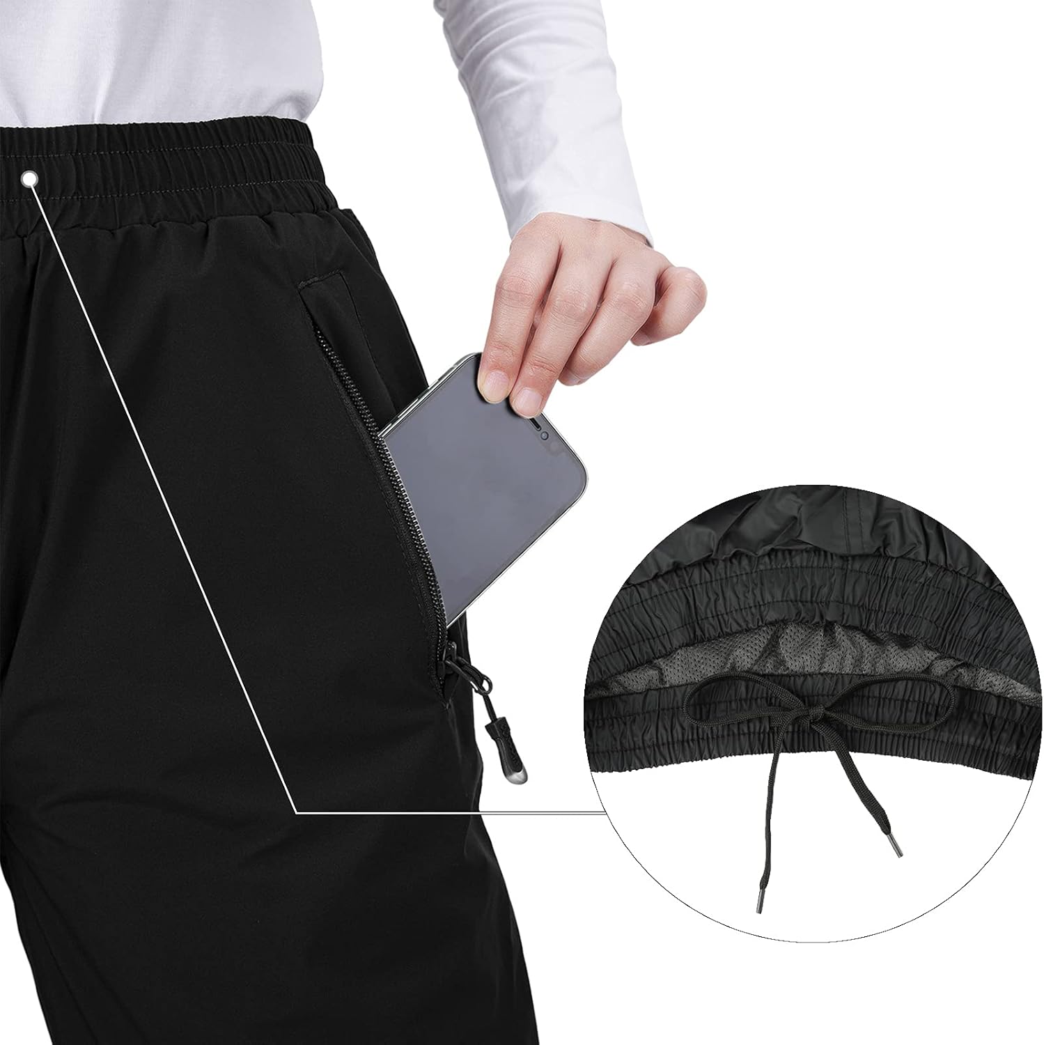 Women's Rain Pants, Lightweight Waterproof Rain Over Pants, Windproof Hiking Pants for Outdoor, Fishing, Rainy Day