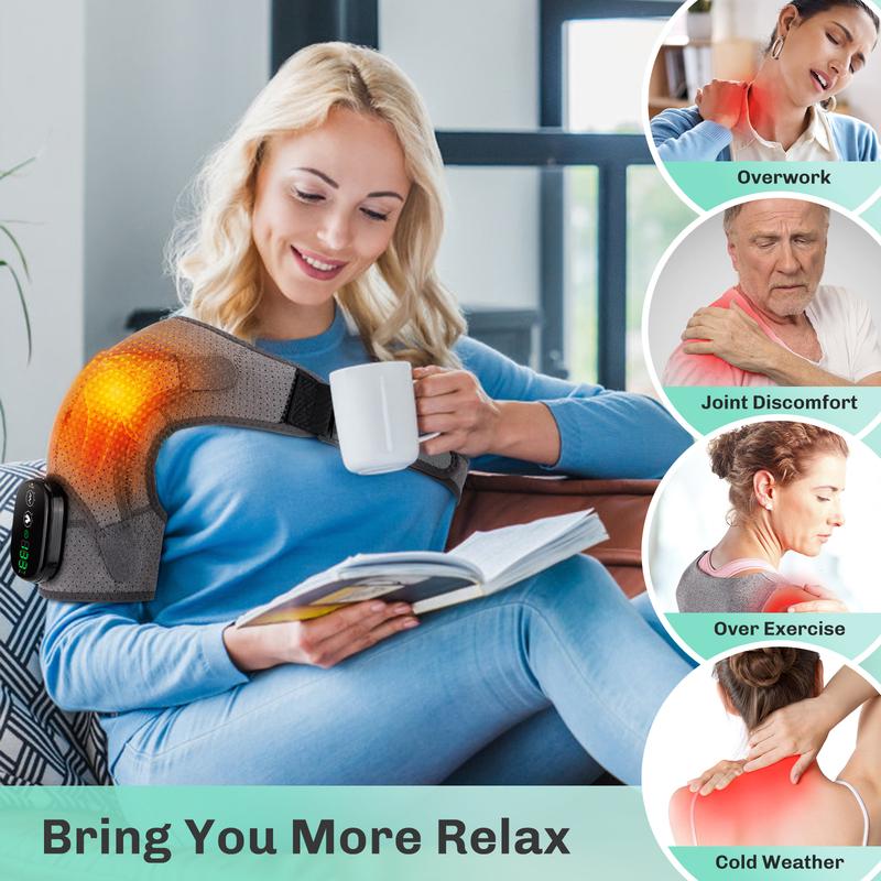 Heated Shoulder Wrap, Shoulder Heating Pads Massager, Electric Cordless Vibration Massage,Comfort Heated Shoulder Braces