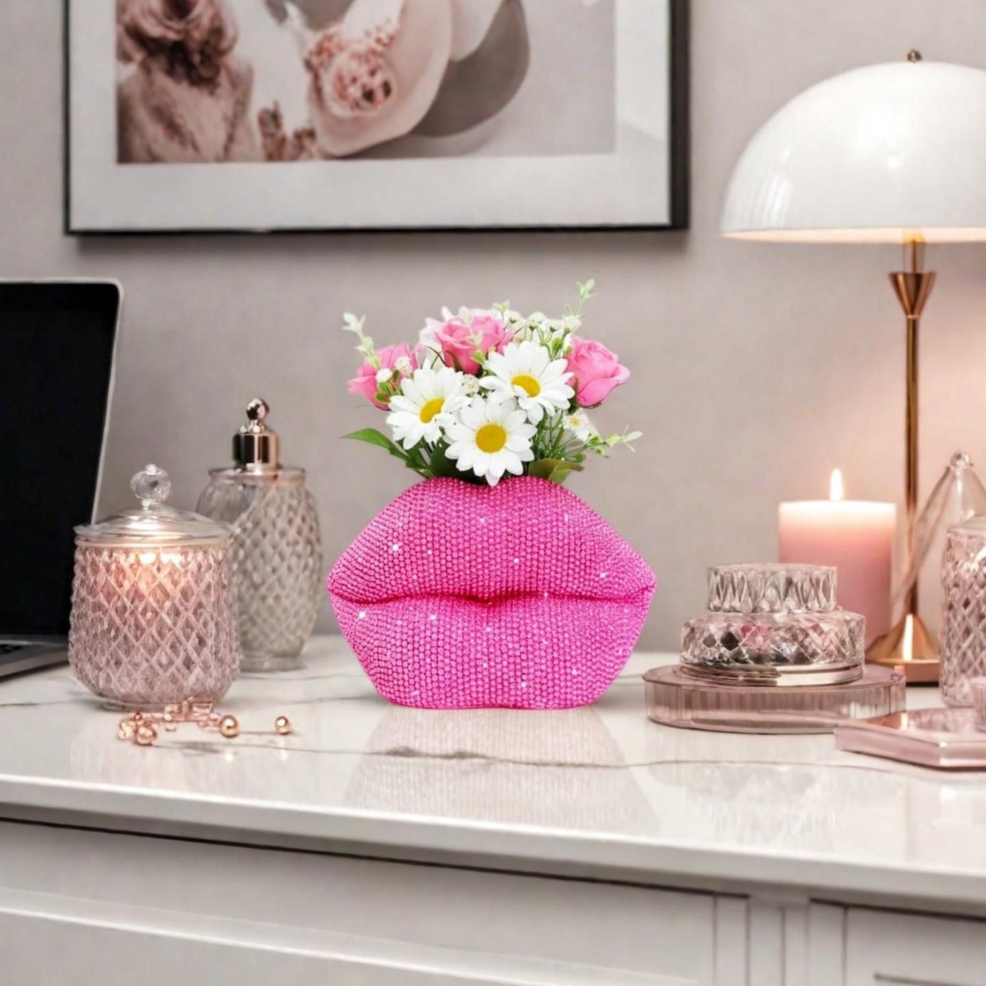 Shiny Lip Statue Ornament, Resin Craft, Perfect for Vanity, Bedroom, Bathroom, Valentine's Day, Christmas, Wedding Decor, Ideal Gift