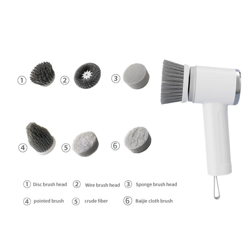 Multifunctional Cleaning Brush, Automatic Electric Cleaner, USB Rechargeable, Silent Handheld Wireless, Replaceable Heads, Kitchen & Bathroom