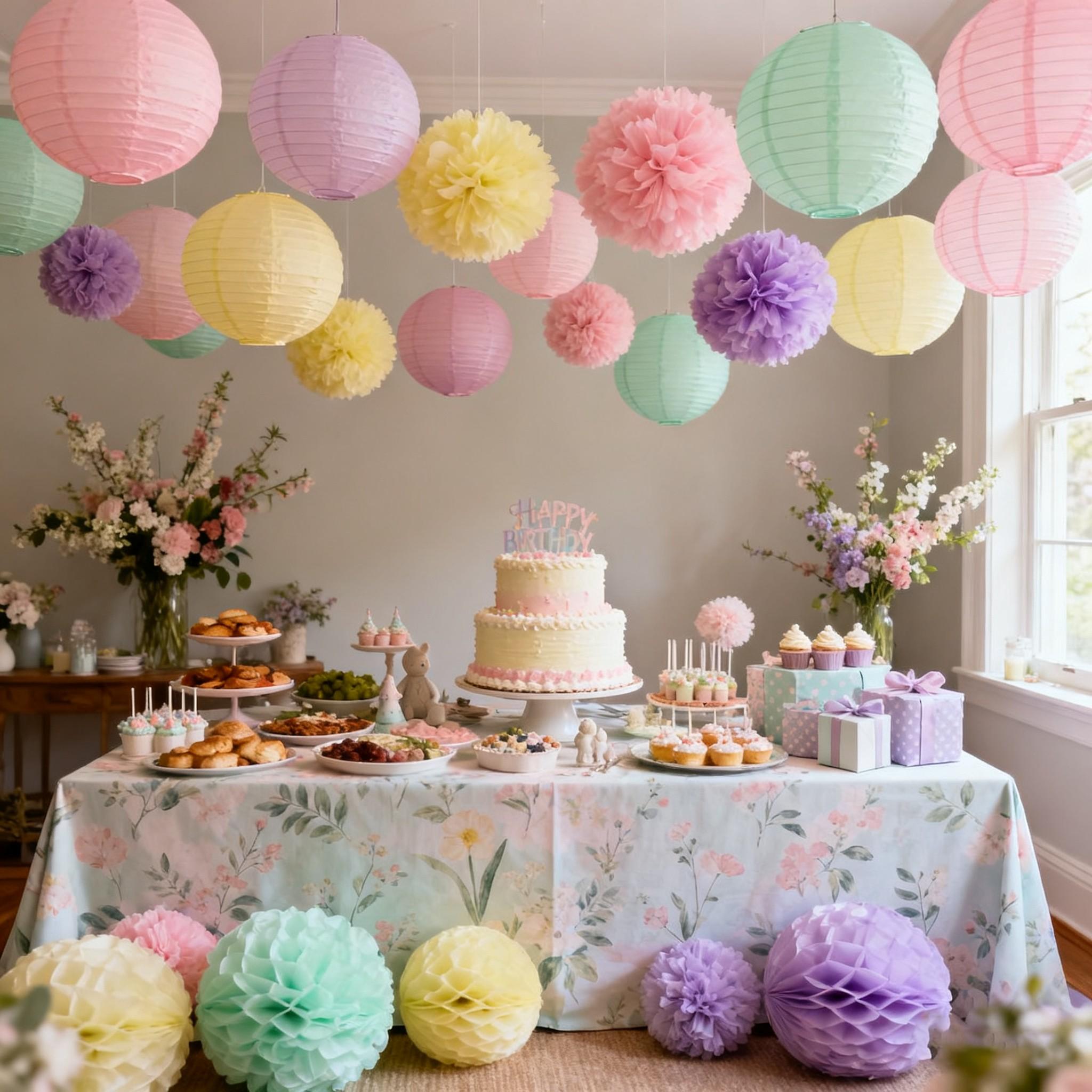 19pcs Handmade Paper Flower Balls Set, Bohemian Style Party Decorations, Wedding & Spring Summer Outdoor Hanging Decor, Warm Color Scheme