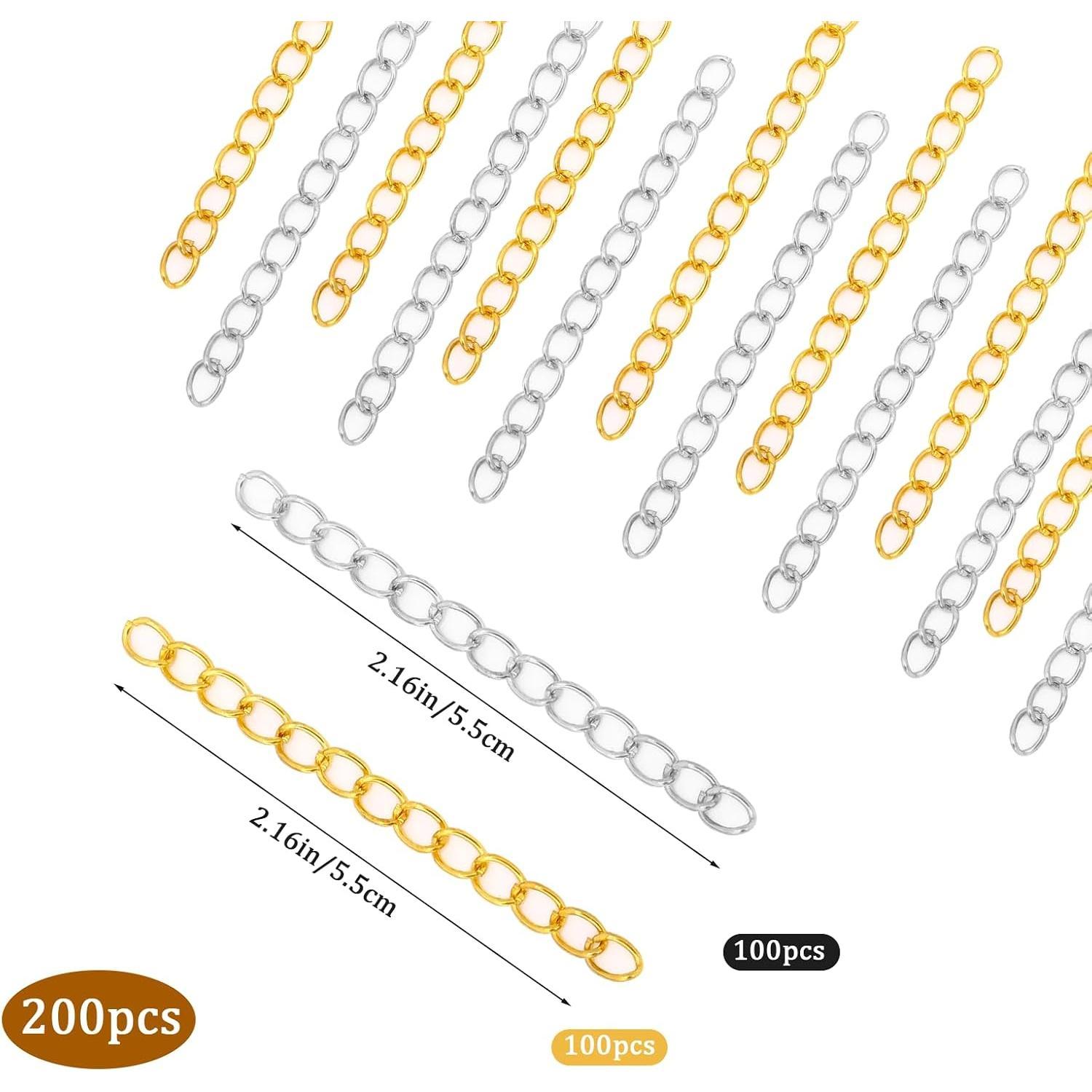 200 count Chain Extender for  Making,  and  Extension Tails for Necklaces, Bracelets, Anklets, Key Chains - Removable