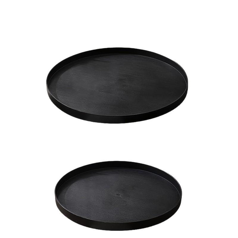 2-Pack Reusable Wood Grain Plastic Trays, Multi-Functional Round Storage Dishes, Kitchen Bathroom Living Room Organizer, Food Grade Material