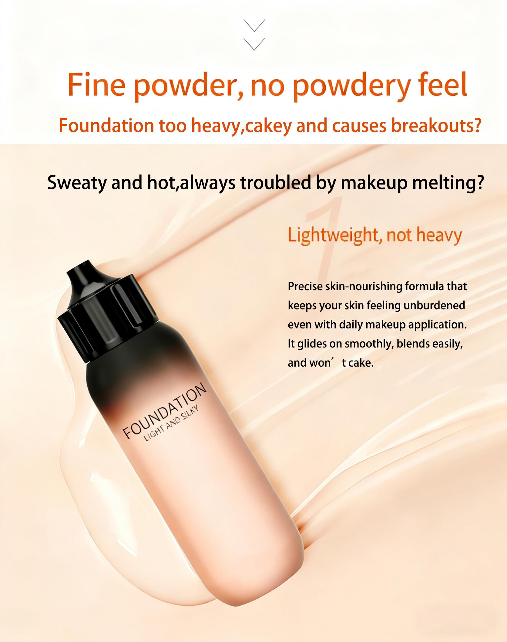 No More Touch-Ups!Longwear Liquid Foundation (Turn Up The Base) – Full Coverage, Waterproof&Sweat-Proof, Soft Matte Silicone-Free Blur cc creme Matte Full Coverage Pressed Powder Foundation Pro Filtr Soft Matte Liquid Foundation mystique makeup primer