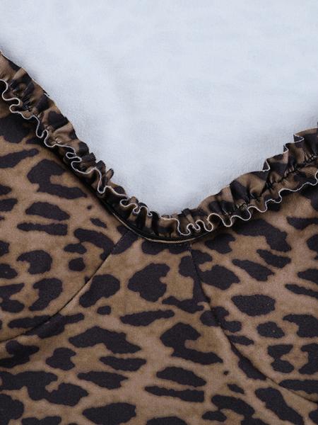 Women's Leopard Print Long Sleeve Top with Ruffle Hem, Casual Fashion Blouse for Spring & Fall, Ladies' Stylish Animal Pattern Shirt
