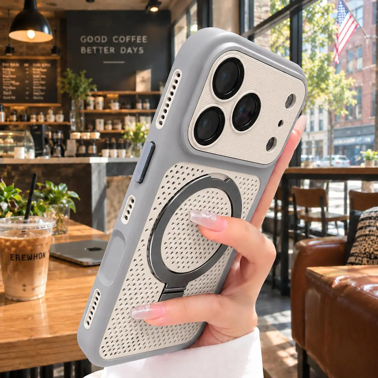 Mesh Cooling MagSafe Cellphone Case with Ring Holder for iPhone 18 Pro Max, iPhone 17 Pro Max - Shockproof Handheld Devices Casing, Protective Phone Accessories