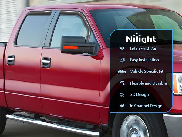 Nilight in Channel Rain Guards for Ford F150 2004 2005 2006 2007 2008 2009 2010 2011 2012 2013 2014 Super Cab Original Window Deflectors,Vent Window Visors-4PCS Car Cover Truck Vehicle Automotive Replacement dealsforyoudays