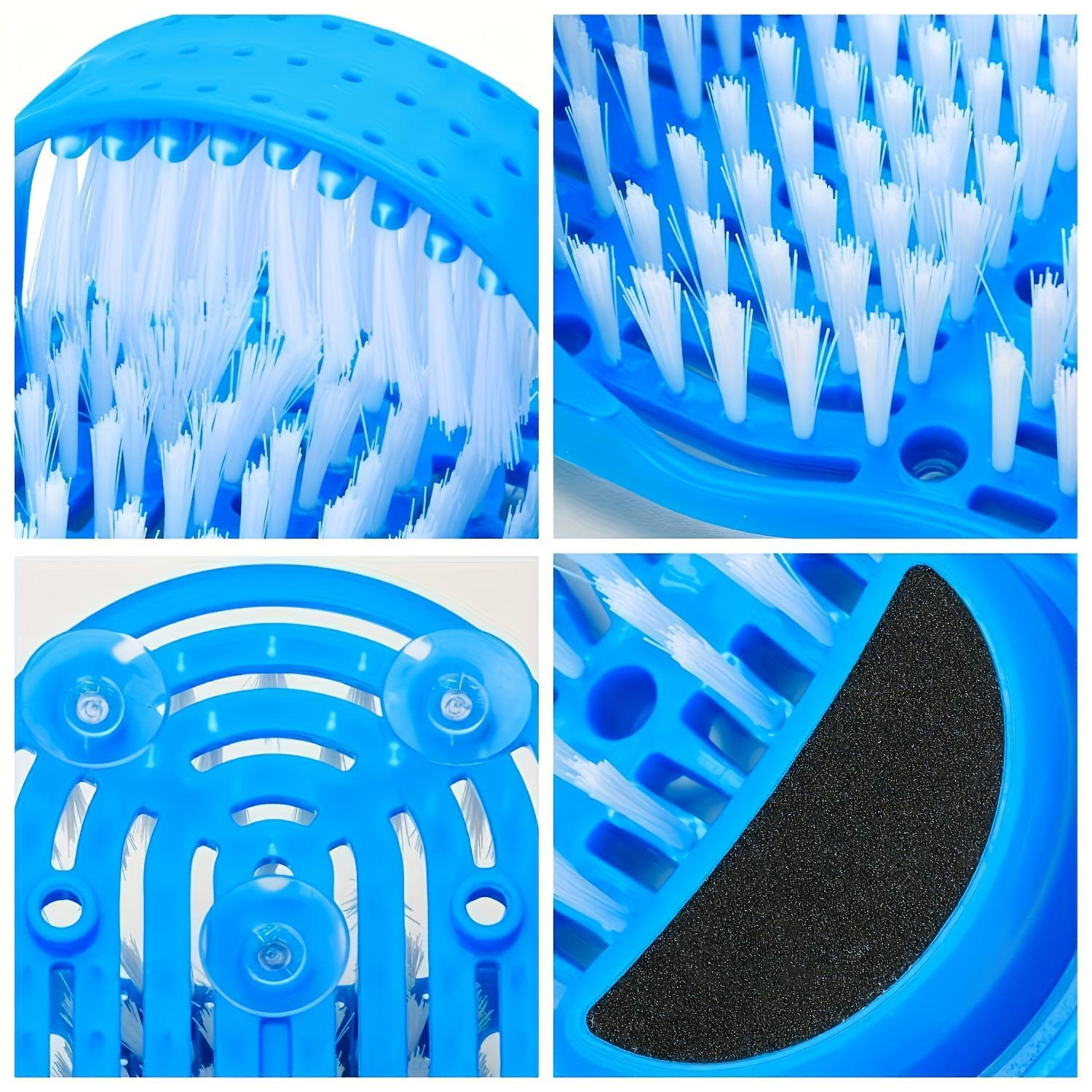 1pc Lazy Foot Cleaning Brush with Cloth Bristles - No Electricity Needed, Anti-Slip Grip, Compact Design, Easy to Wash - Shower Floor Functional Tool for Busy Professionals, Home SPA Bathroom Accessory (Blue)