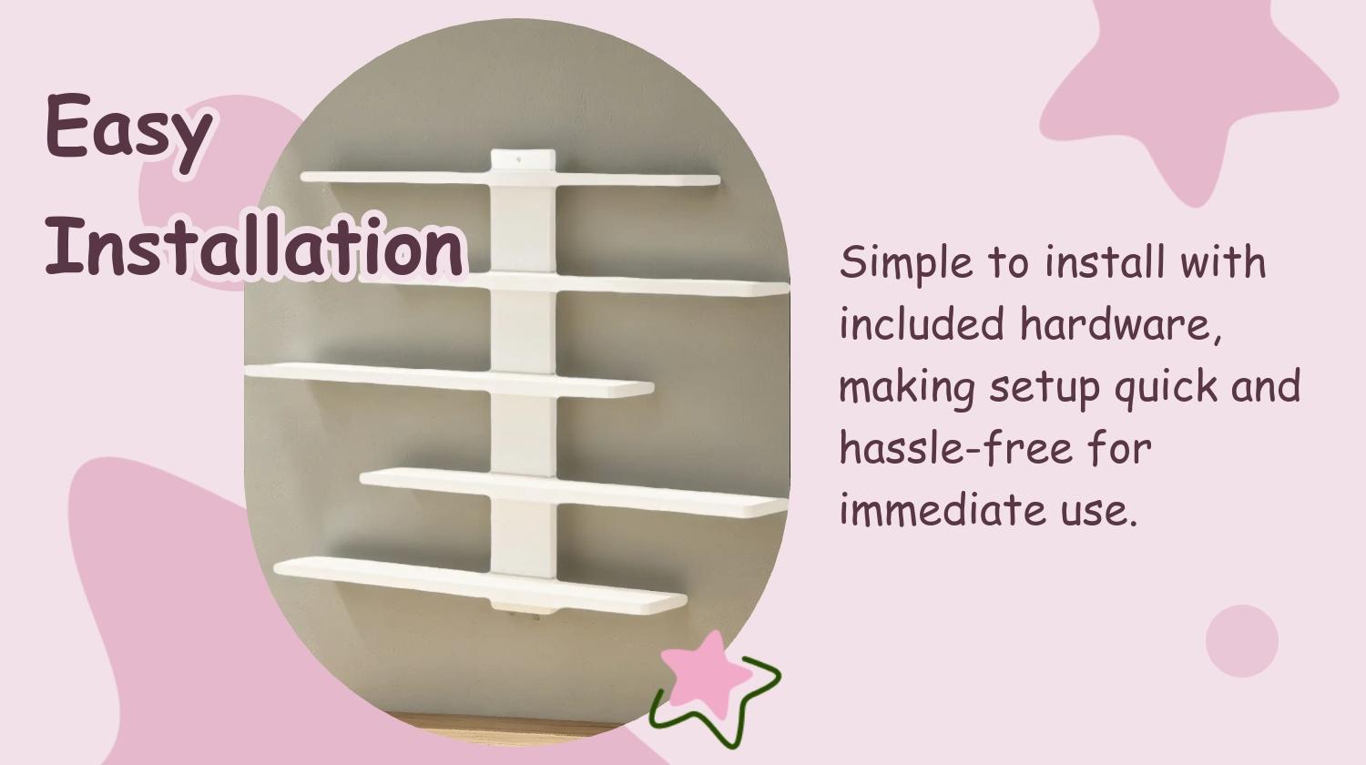 Adjustable Wall-Mounted Display Shelf, Wall Shelf Unit, 5 Layers Storage Rack for Action Figures, Mini Blocks, Collectibles, Modern Home Decor Organizer