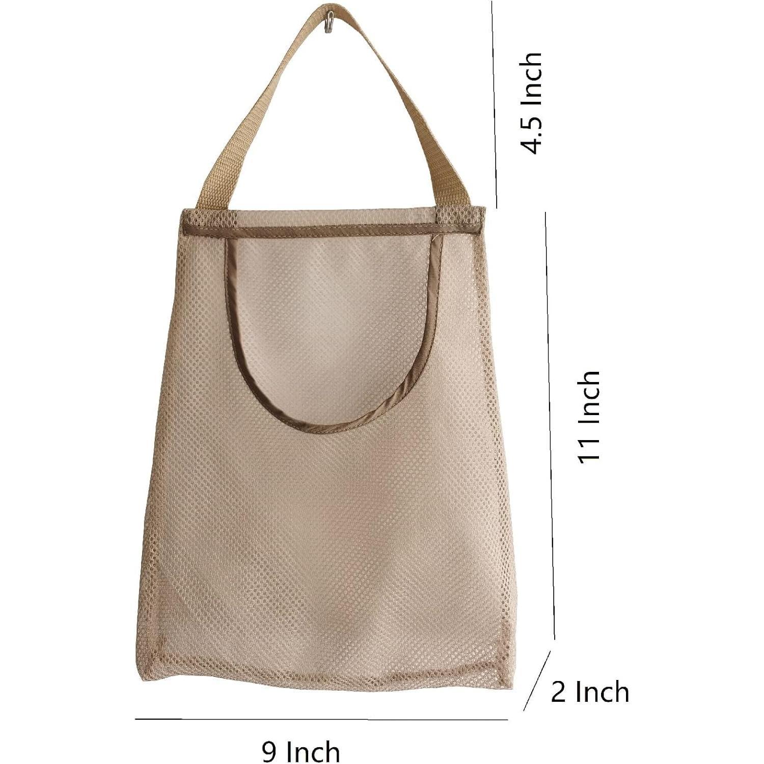 5 Pack  Mesh Storage Bags Potatoes Bag Onion Mesh Garlic Net Long and Large  Net Storage Produce Bags for Kitchen  Grocery Bags (Top opening beige)