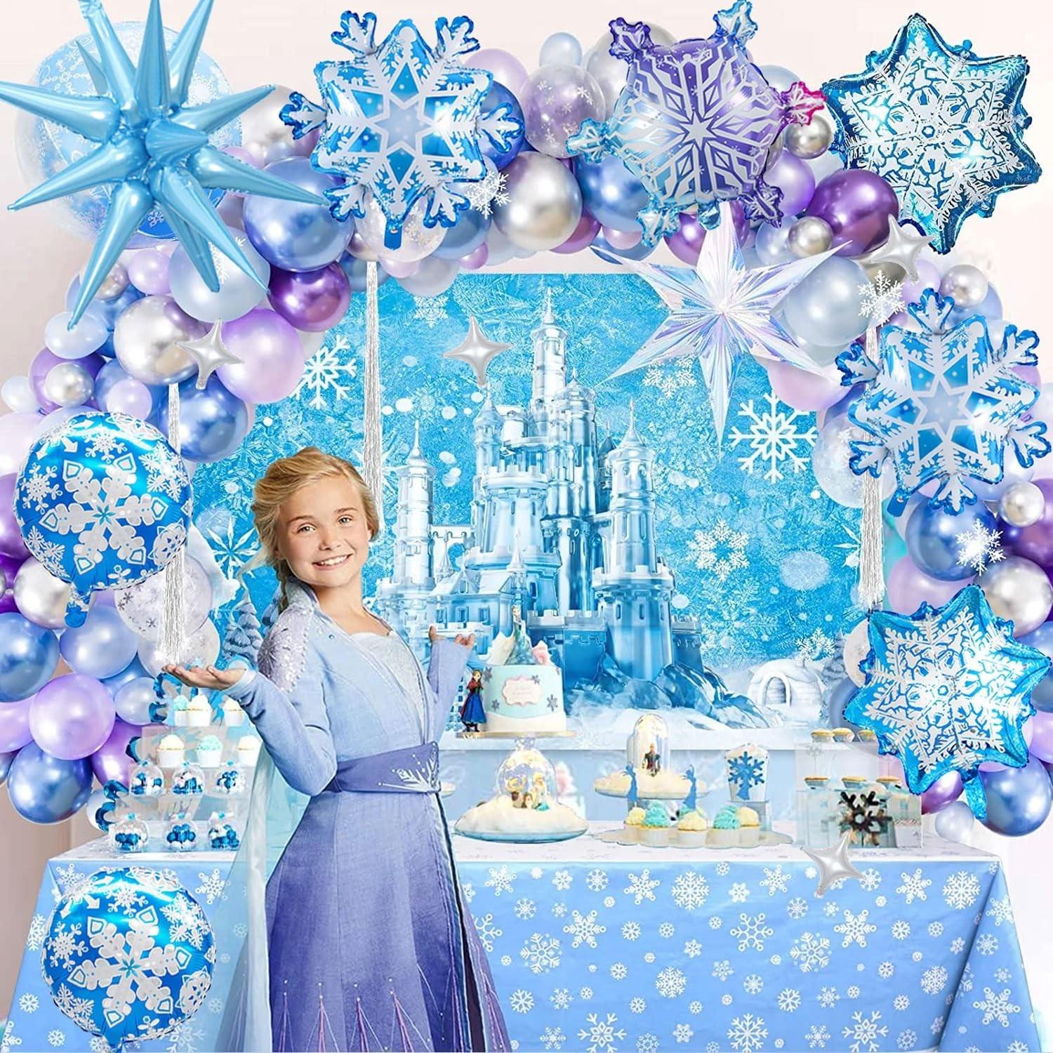 18 Inch Snowflake Aluminum Foil Balloons Party Set, Winter Wonderland Decor, Includes Explosive Stars, Perfect for Kids' Parties, Christmas, Cosplay