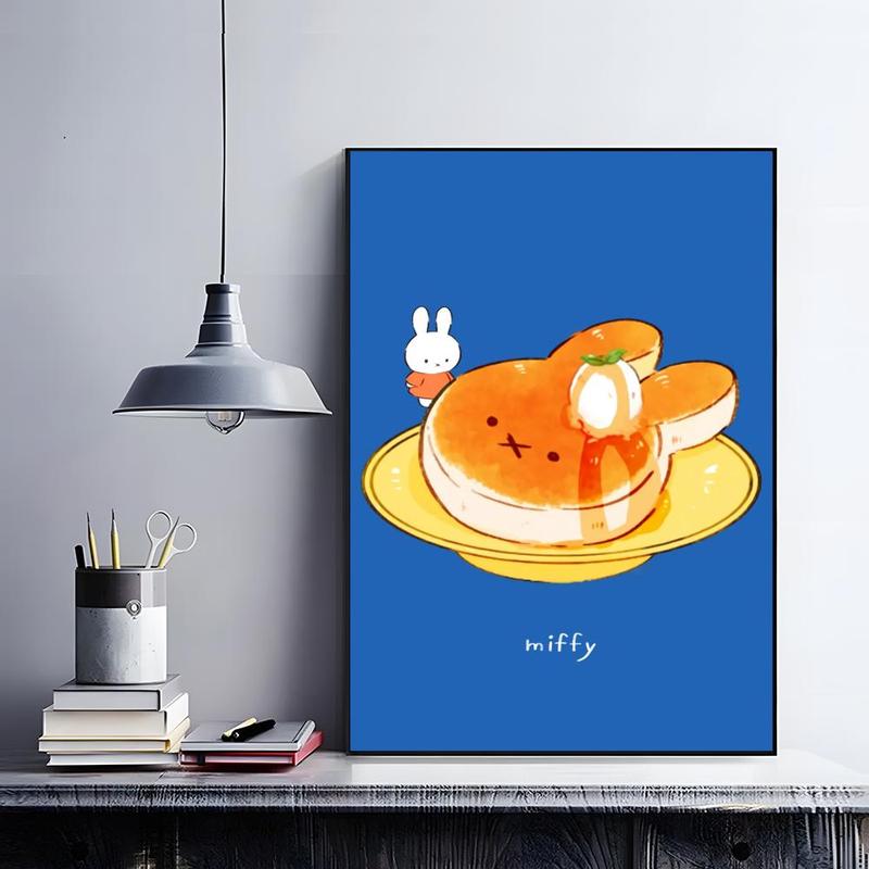 Cute Cartoon M-miffyS Poster HD self-adhesive fade-proof waterproof wrinkle-resistant poster stickers suitable for living room bedroom dormitory cafe bar background decoration wallpaper and gifts