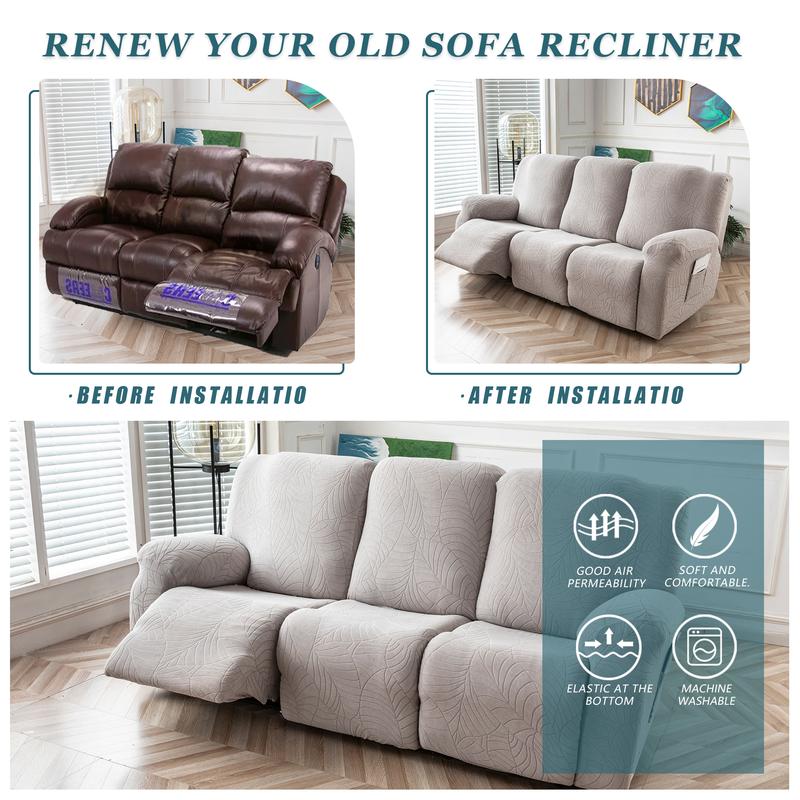 Recliner Sofa Covers Stretch Jacquard Couch Covers for Recliner Slipcovers 3 Cushion Soft Protector with Pocket Waterproof Fabric Non-Slip Design 8-Piece Set for Living Room #TikTokShopBlackFriday Recliner Sofa Covers Stretch Jacquard Couch Covers for Recliner Slipcovers 3 Cushion Soft Protector with Pocket Waterproof Fabric Non-Slip Design 8-Piece Set for Living Room #TikTokShopBlackFriday