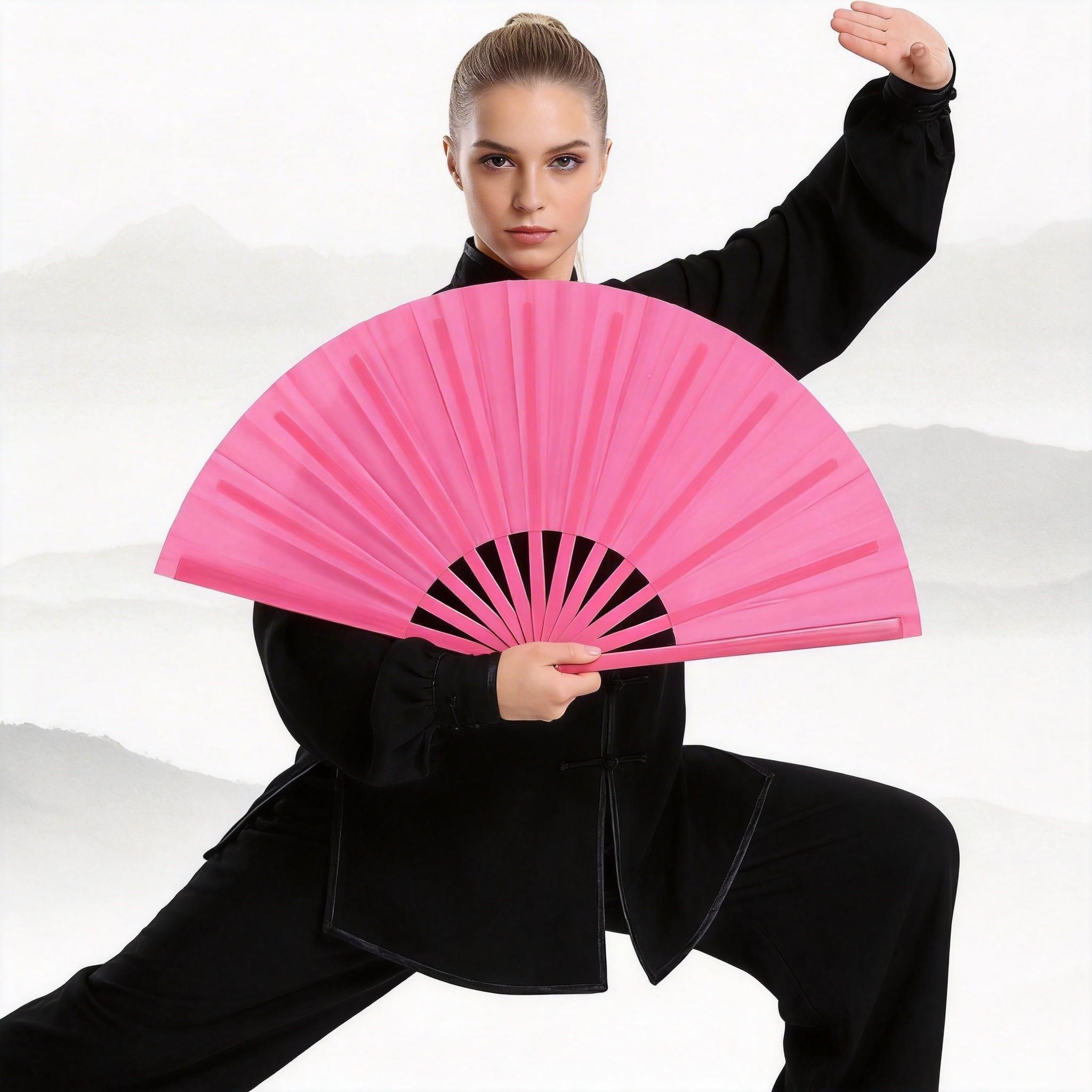 2 Pcs Colorful Kung Fu Sound Fans, 10 Inch Chinese Dance Plastic Fan, Martial Arts Performance Tai Chi Dual-Sided Folding Fan