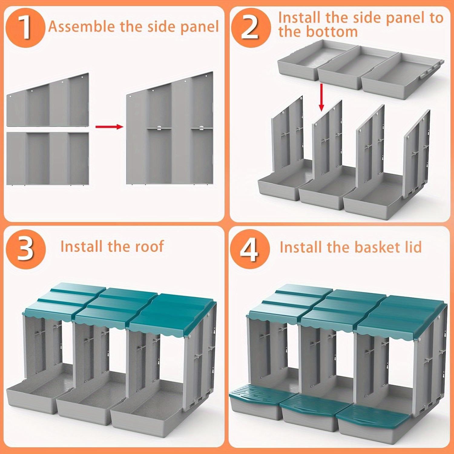 Nesting Boxes for Chicken Coop, Chicken Laying Boxes with Egg Collection & Perch for Easy Picking Protecting Eggs, Nesting Boxes for Laying Eggs with 3/4/5Compartments