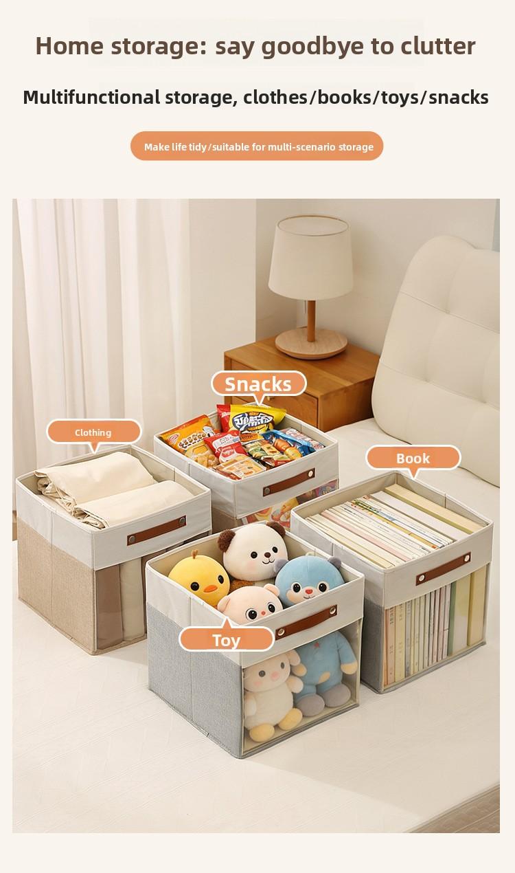 Square Storage Box with Clear Window, Non-Woven Fabric Organizer Bins, Visible Clothes Storage Container, Multifunctional Collapsible Basket for Home Closet