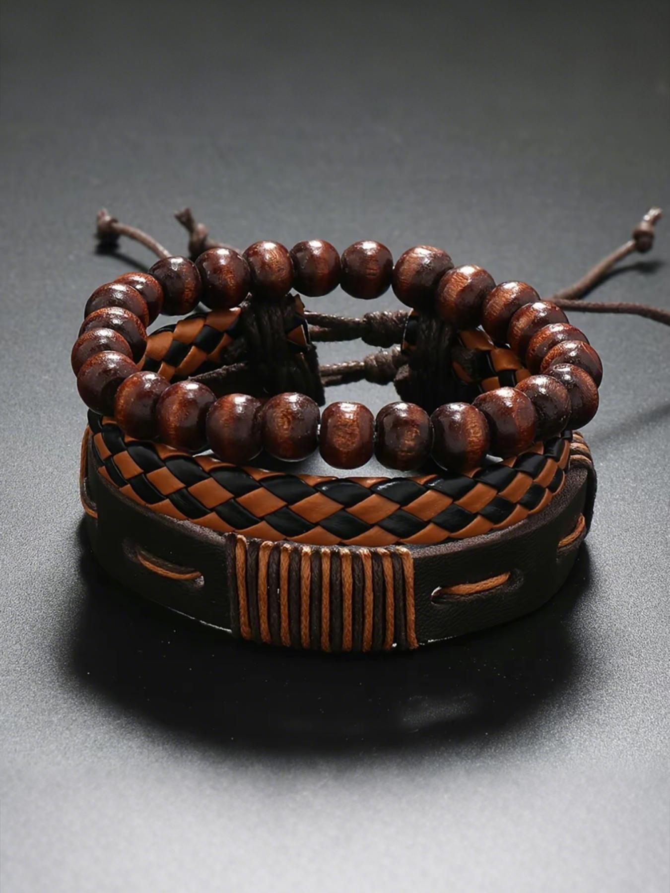 13 piece coconut shell wooden bead bead elastic thread men's bracelet bracelet suitable for daily wear, vacation and dating occasions, and is also a surprising and exquisite small gift Beaded Bracelet