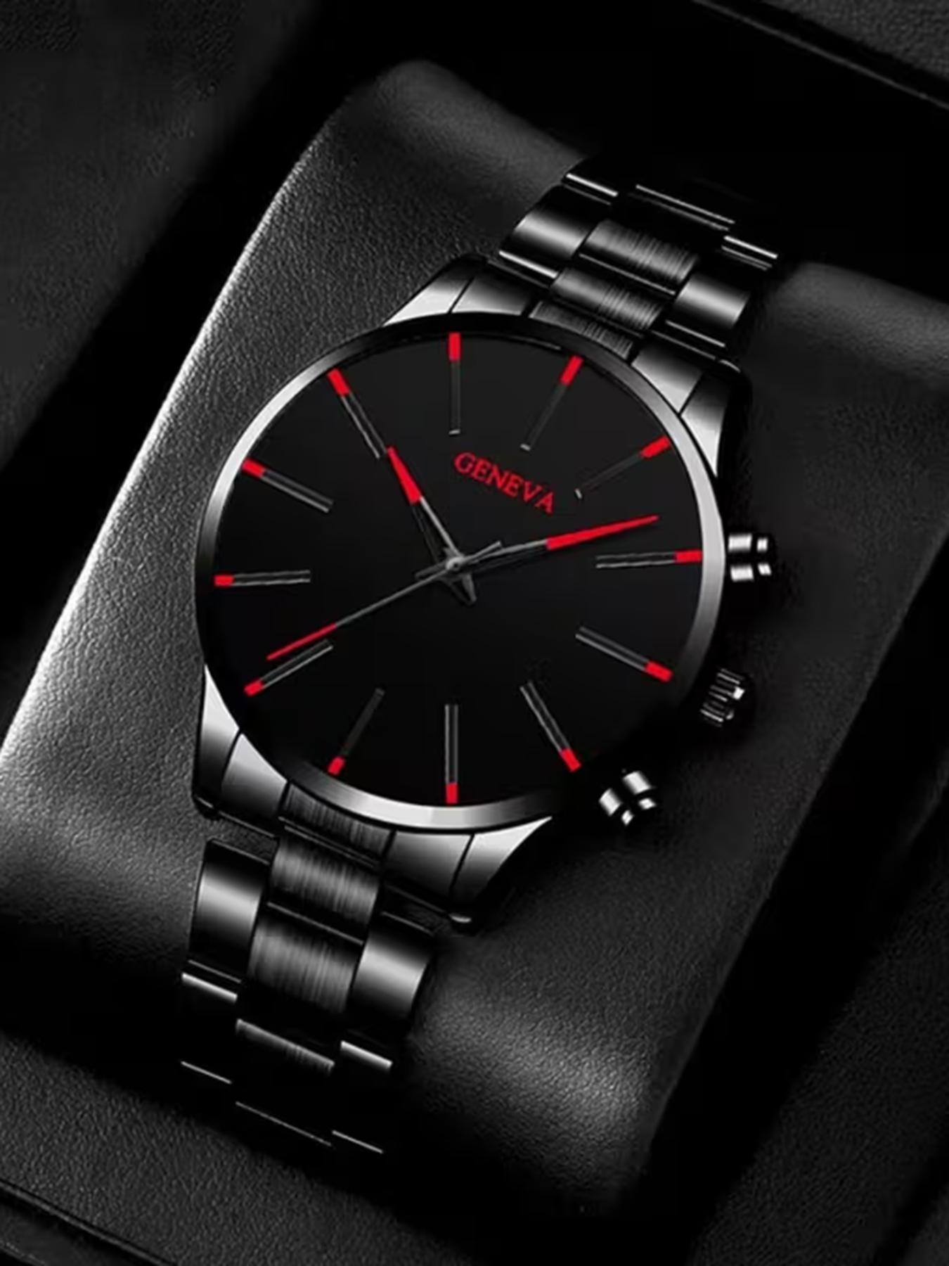 3-Piece Men's Watch and Necklace Bracelet Set - Gold Luxury Quartz Watch with Matching Chain, Casual Simulation Watch,/Father's Day Gift, Affordable Watch Set