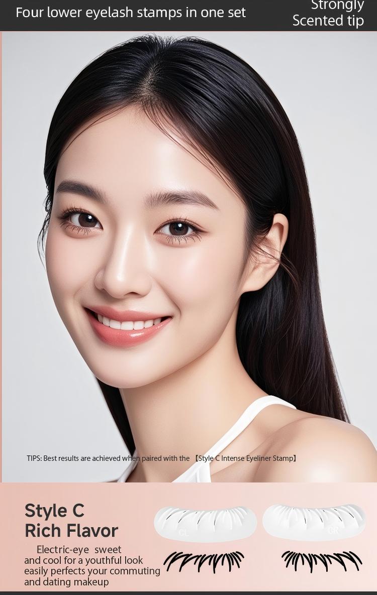 2-In-1 Dual-Head False Lash Stamp Makeup Tool Set, Quick-Dry Long-Lasting Portable, Sweat-Resistant, Multiple Styles and Colors, Essential for Beginners