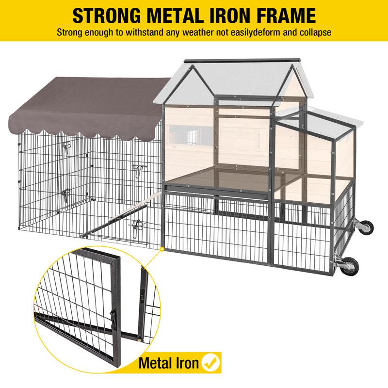 Aivituvin- AIR7006 Wooden Chicken Tractor with Metal Frame for 6-8 Chickens,Chicken Coop