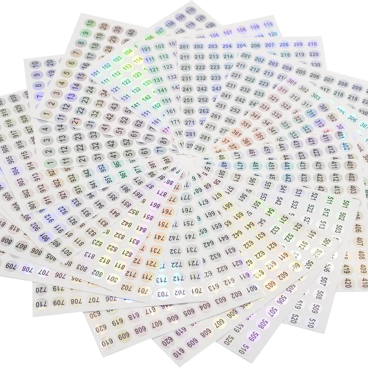 Round Reflective Laser Number Stickers Self Adhesive Label Stickers ...