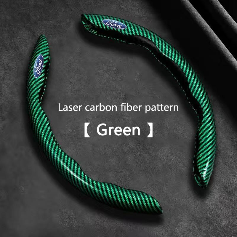 Carbon Fiber Car Logo Steering Wheel Covers, Decorative for Ford Fiesta Focus Mustang Ranger Mondeo Kugo Ecosport, Auto Accessories