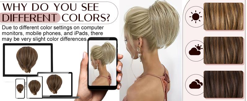 SEGOHAIR Claw Clip Short Ponytail Hair Extensions Messy Bun Hair Piece with Bendable Metal Wire Natural Fluffy Synthetic Straight Hairpiece