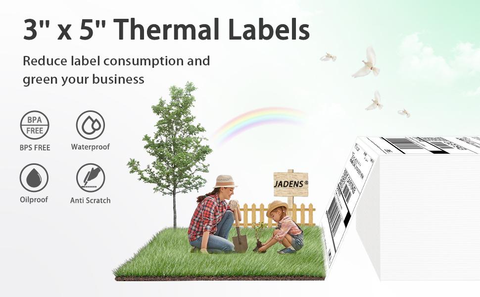 3''x5'' Thermal ShippIng Label for Jadens printer 3 Inch Printing Sticker Paper Waterproof BPA-Free 500 Sheets