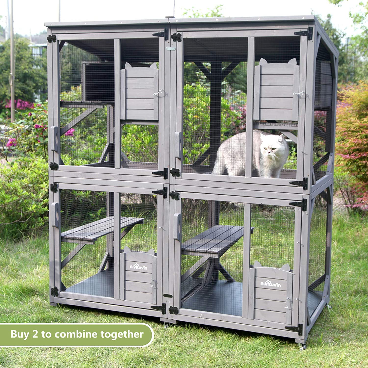 Aivituvin Cat House , Outdoor Cat Catio (Inner Space 13.2ft²)-AIR22, Outdoorfun Aivituvin Cat House , Outdoor Cat Catio (Inner Space 13.2ft²)-AIR22, Outdoorfun