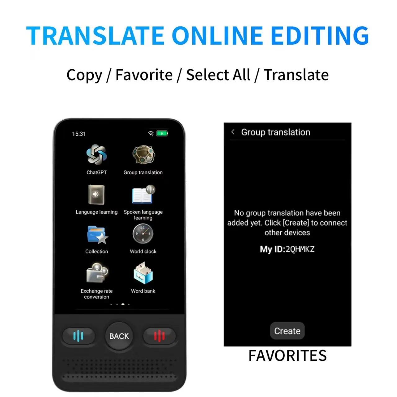 2026 New Language Translation Device, Portable Translator, Bidirectional Voice/text Translator, Supports Multiple Languages, Online and Offline, Business and Learning