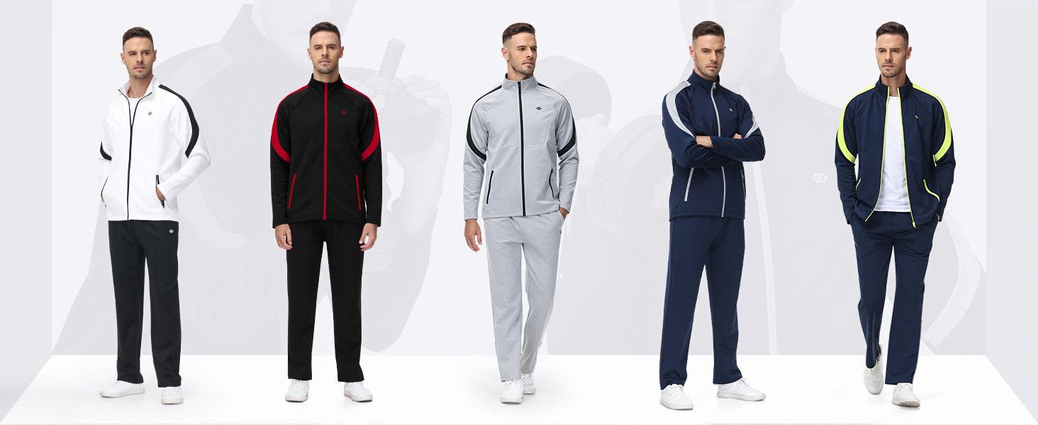 Men's 2-Piece Long Sleeve Casual Full Zip Running Sports Sweatsuit Set