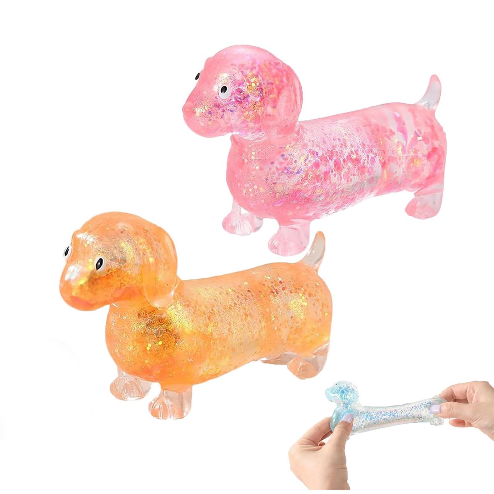 1/2/4PCS Dachshund Squishy Toy, Squishy Weiner Dog, Stress Relief Toy, Glitter Weiner Dog Maltose Stress Ball, Slow Rise Fidget for Anxiety Relief, Soft Squeeze Desk Gadget for Home Office Travel