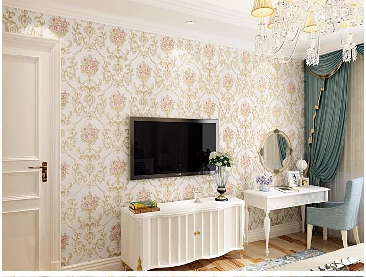 Self-Adhesive Non-Woven Fabric Wall Paper Roll, 3D Floral Design for Living Room Bedroom Background Decor, Home Decoration Sticker