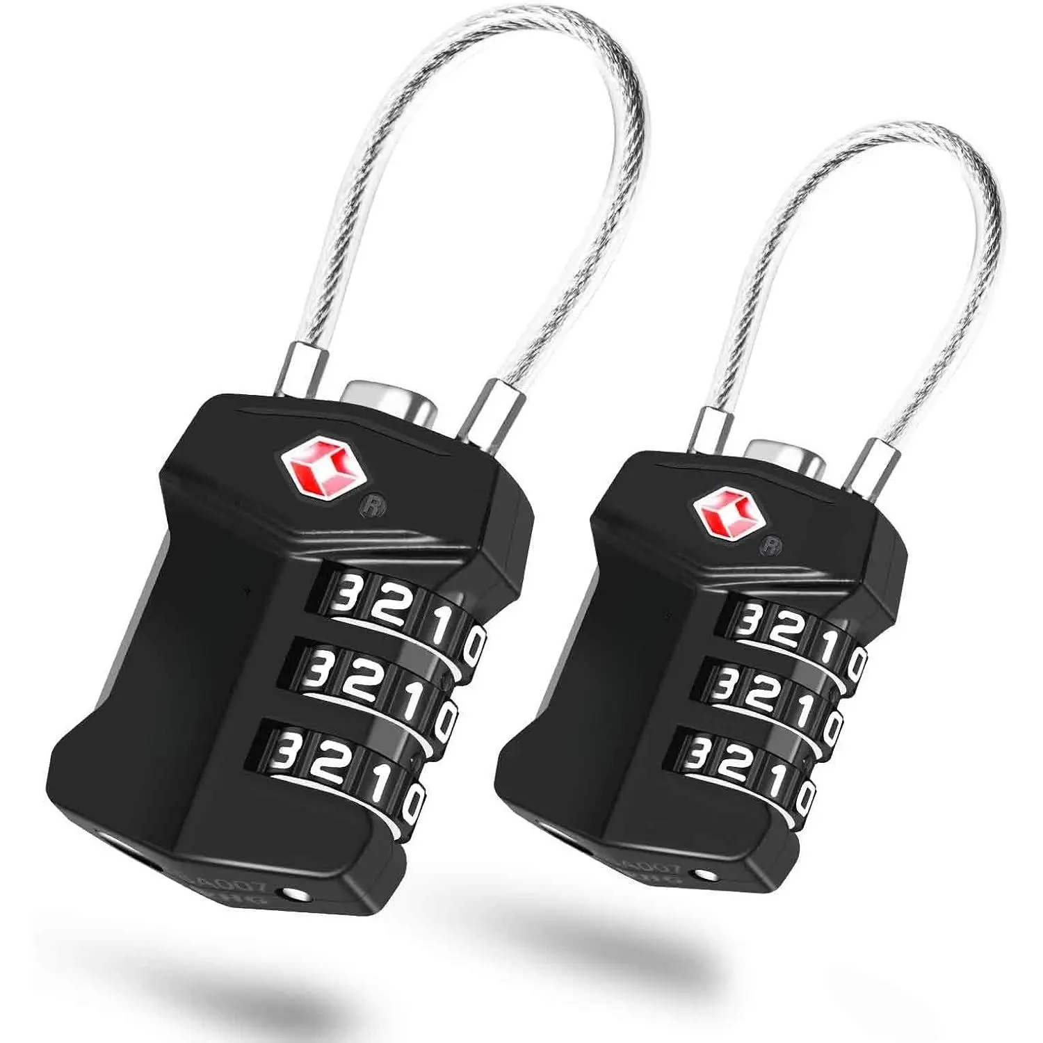 2 Pack TSA Approved Travel Luggage Locks,  Combination Lock Alloy, Metal Keyless 3-Digit Padlocks, Weatherproof TSA Accepted Padlock for Gym Locker, Golf Bag Case, Backpack, Black-by