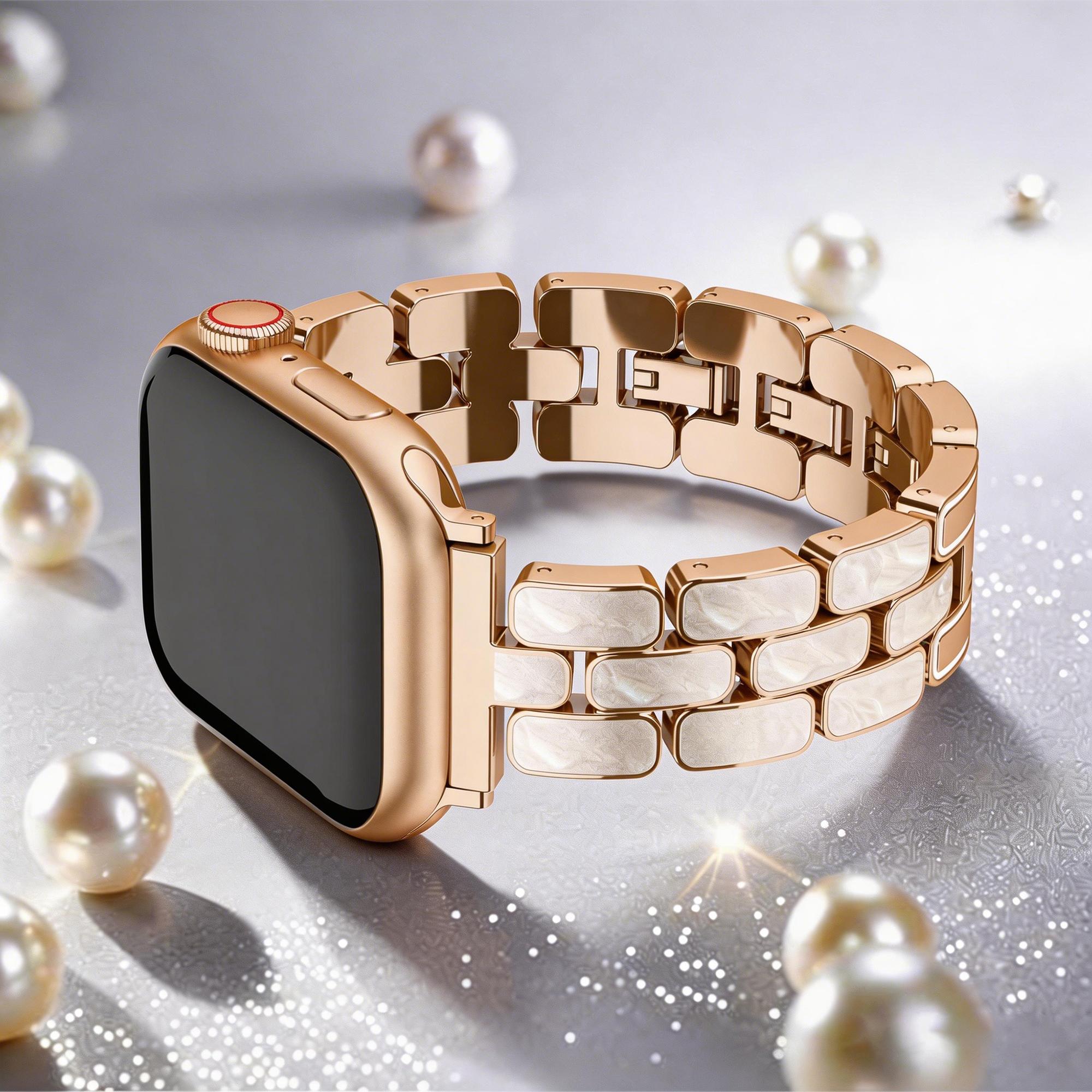 Women's Metal Band for Apple Watch, Luxury Enamel Style with Jewelry Clasp, Fits 38/40/41/42/44/45/46/49mm Iwatch Se/ultra/series 11-1