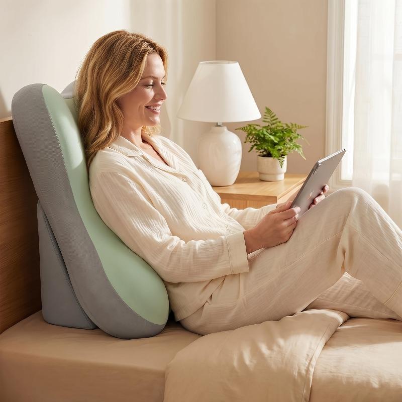 Ergonomic mattress pillow, adjustable memory cotton backrest for reading, 2-piece split support pillow for bed rest, anti slip waist and neck pads, suitable for home office and relaxation, Adjustable padded backrest