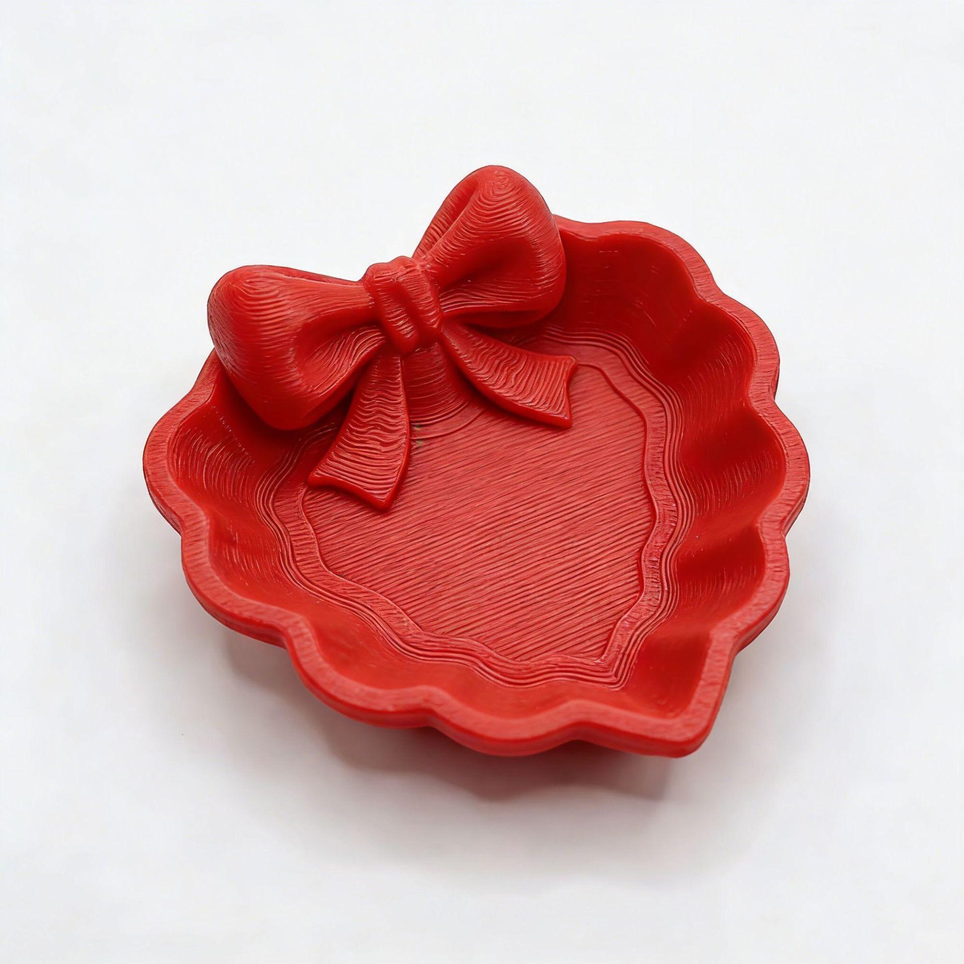 Heart-Shaped Jewelry Tray with Bow, 3D Printed, Ideal for Vanity, Sink, Home Decor, Office Desk, Jewelry Storage