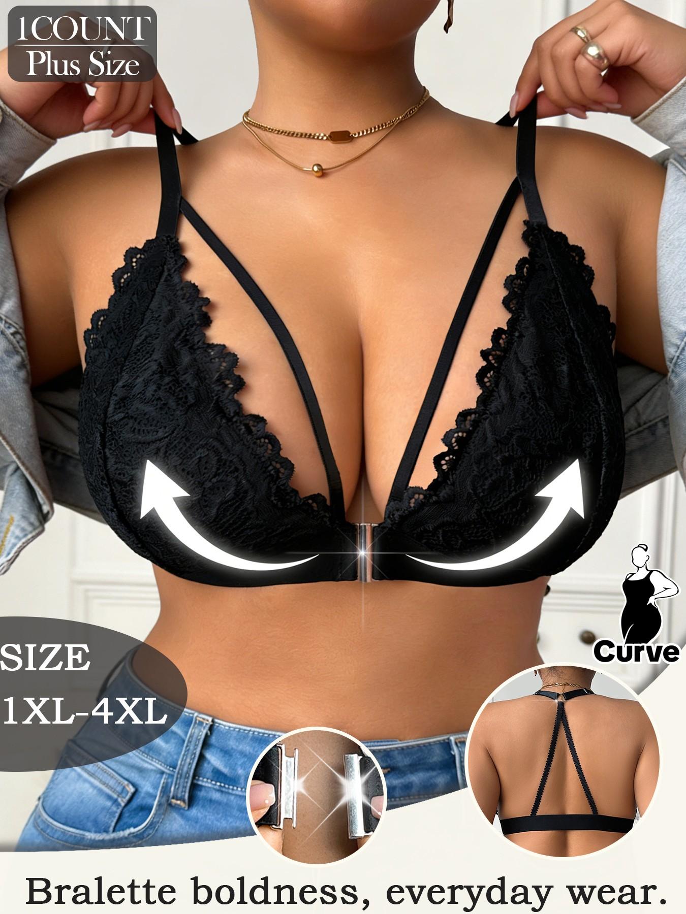 Plus Size Lace Front Closure Bralette | Wireless Unpadded Racerback Bra for Curvy Women 1XL-4XL Plus Size Lace Front Closure Bralette | Wireless Unpadded Racerback Bra for Curvy Women 1XL-4XL