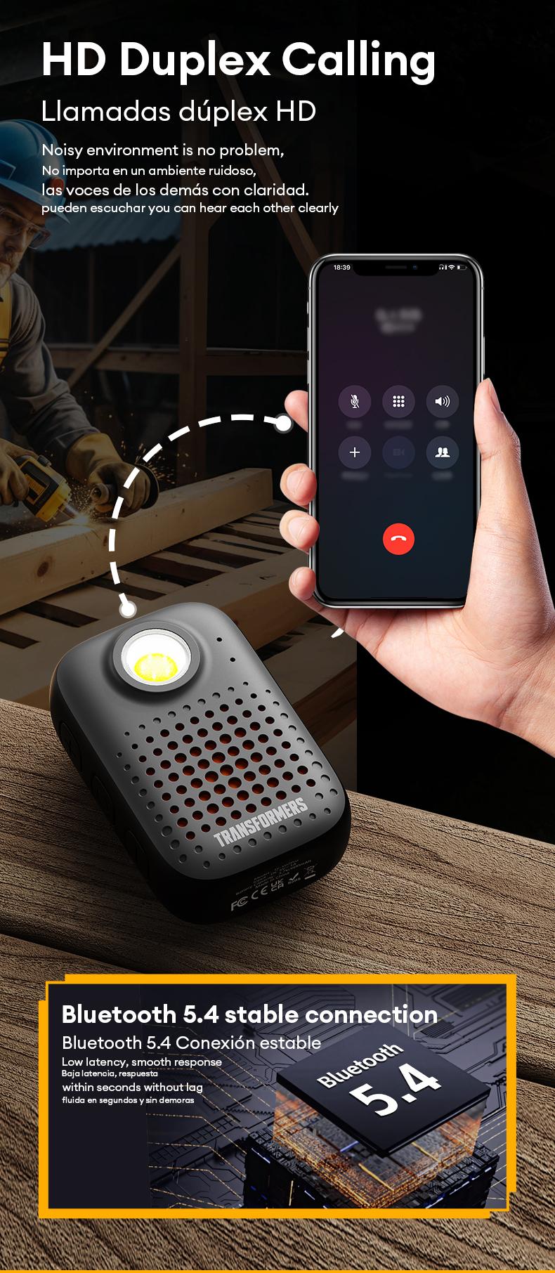 Transformers TF-Y07 PRO Bluetooth Speaker Dual Wear Design with Magnetic/Clip Collar, HiFi Stereo Sound, IPX67 Waterproof