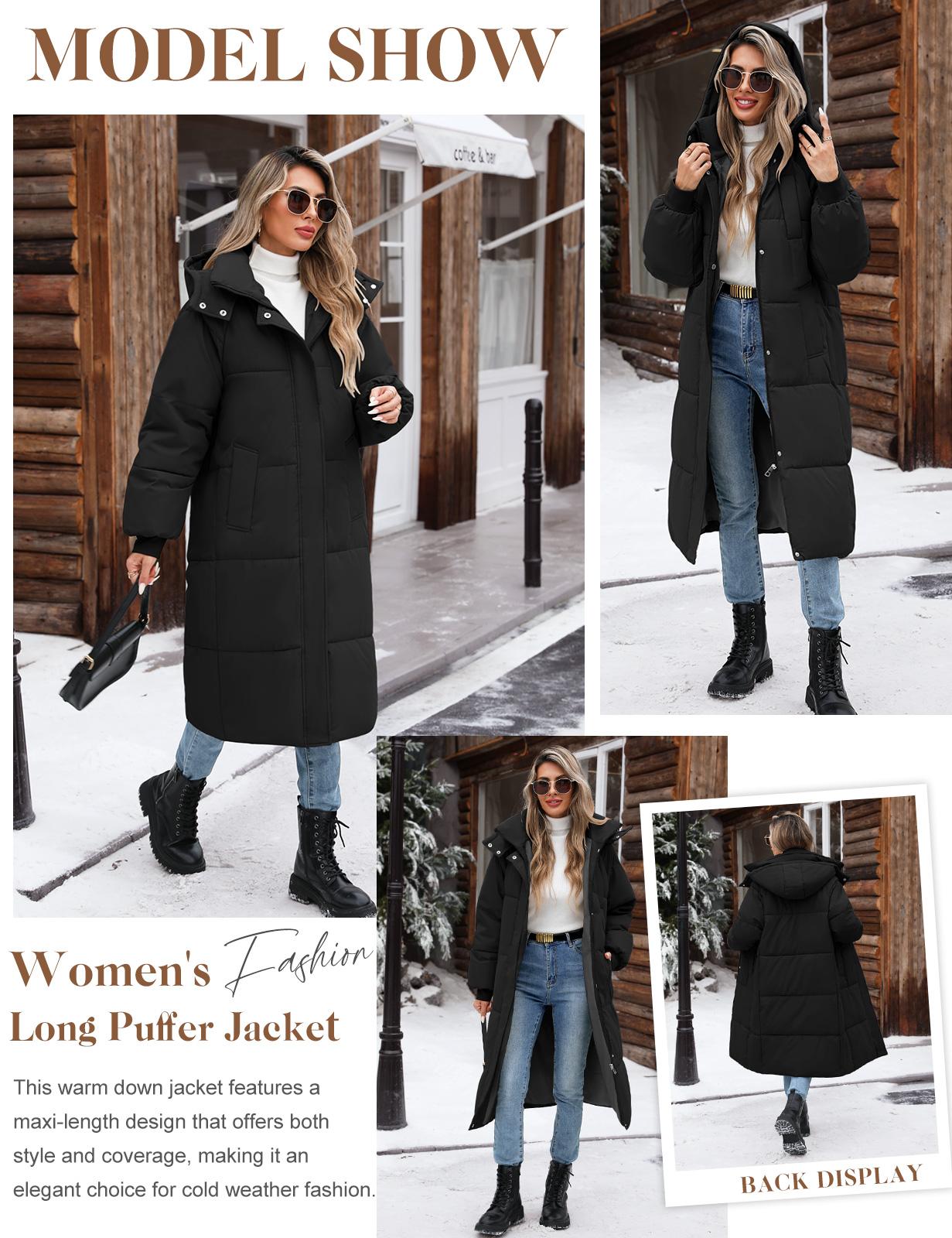 UMIPUBO Winter Women's Long Quilted Jacket Coat Winter Thicken Warm Puffer Jacket Fashion Hooded Zip Up Parka Outerwear with Pockets