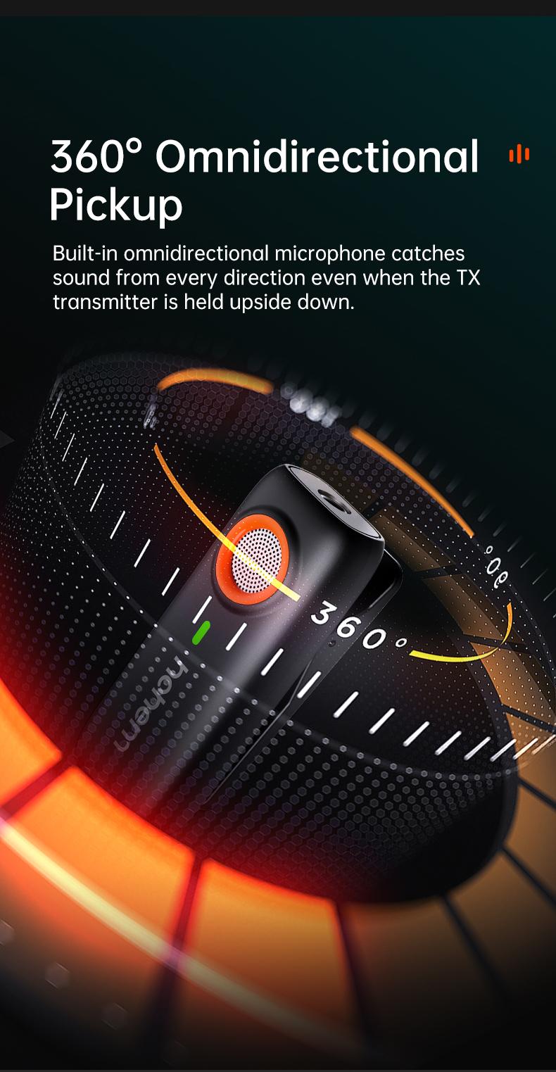hohem MIC-01 Wireless Lavalier Microphone, DSP Noise Cancellation, 20-Hours Battery, Wireless Mircophone for Android, PC, Camera, Interview, Vlogs (2 TX + 1 RX + Charging Case),Perfect with hohem iSteady M6/ MT2/ Mobile+/Android/ Iphone 17 series